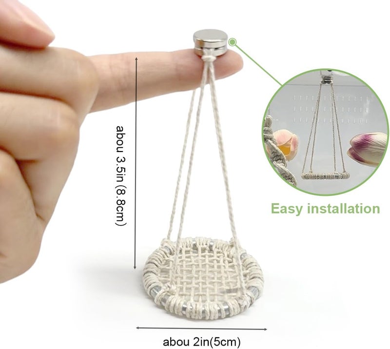Julang 2 Pack Jumping Spider Rope Bridge Swings, Natural Cotton Rope Handmade Magnetic Mounting Jumping Spider Accessories for Medium Jumping Spider Enclosure - Image 2
